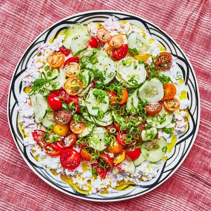 Salad Bars with Cottage Cheese and Bacon Bits