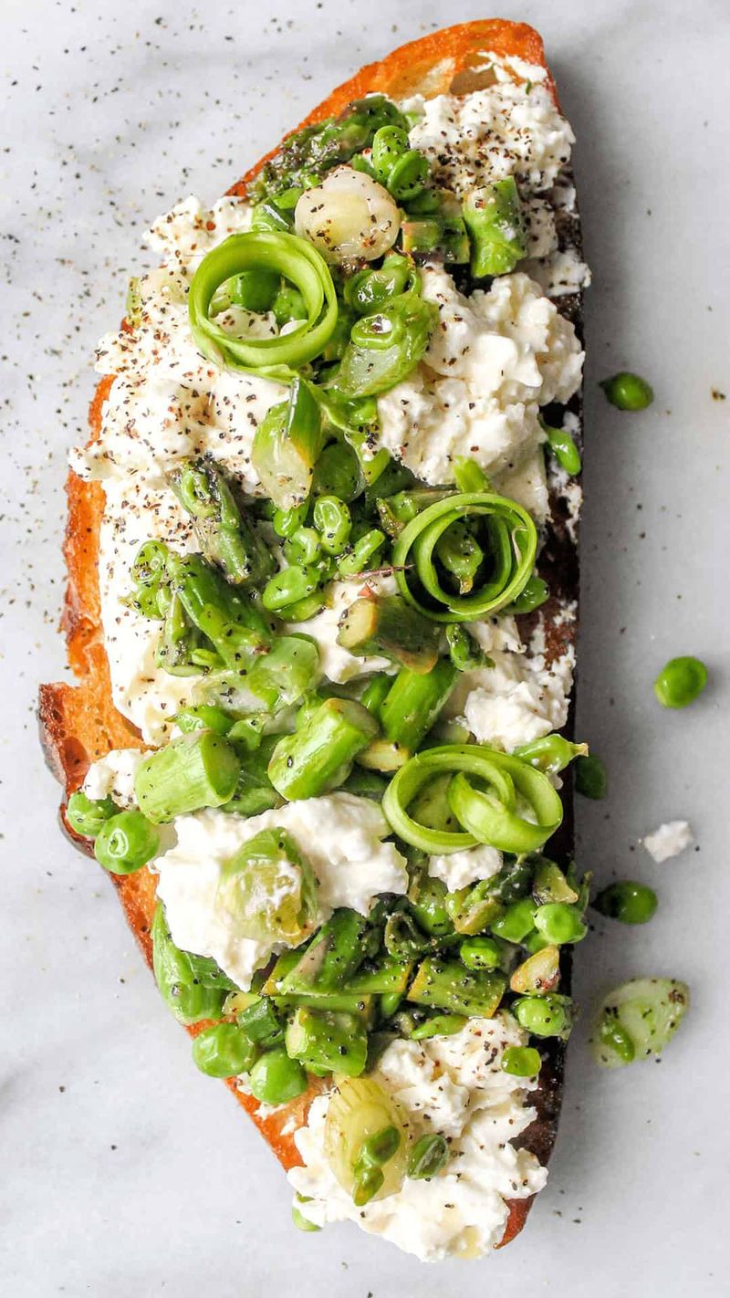Spring Pea & Burrata Toasts