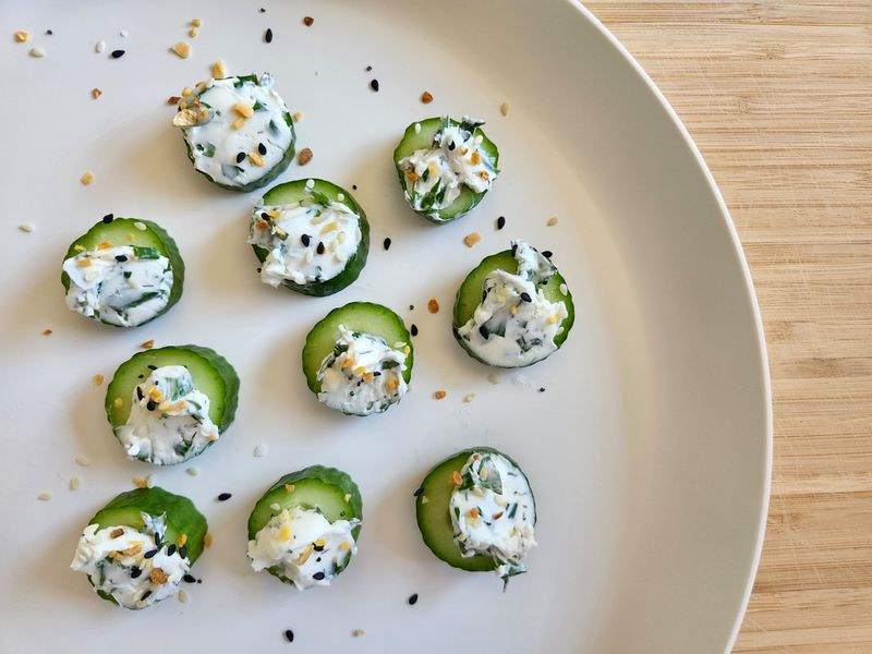 Cucumber Coins with Cream Cheese Dip