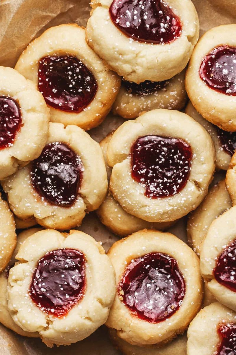 Raspberry Almond Thumbprint Cookies