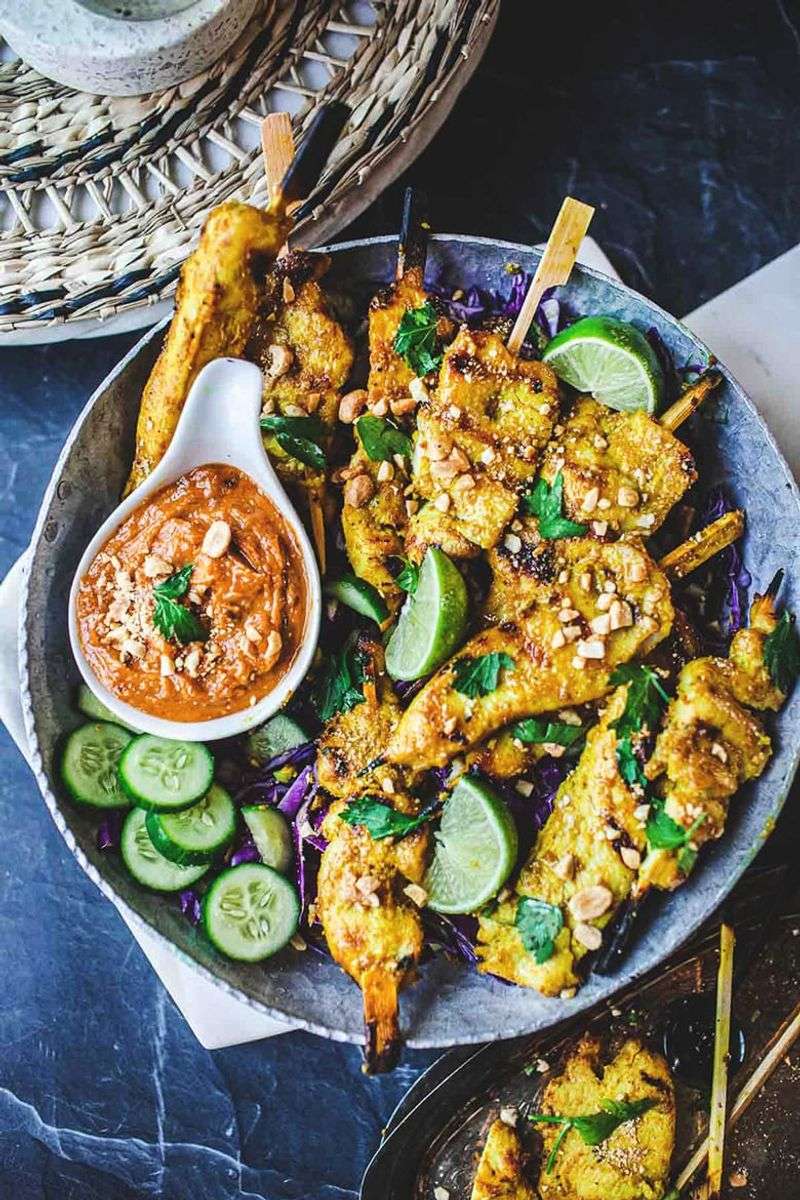 Chicken Satay Skewers with Peanut Sauce
