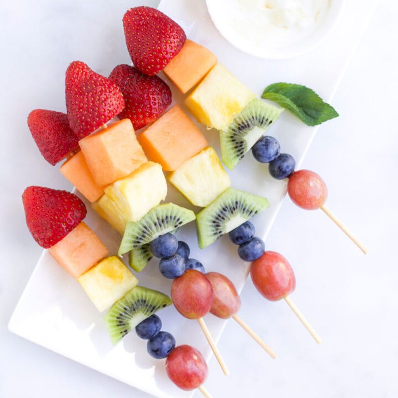 Cheese Cubes and Fruit Skewers