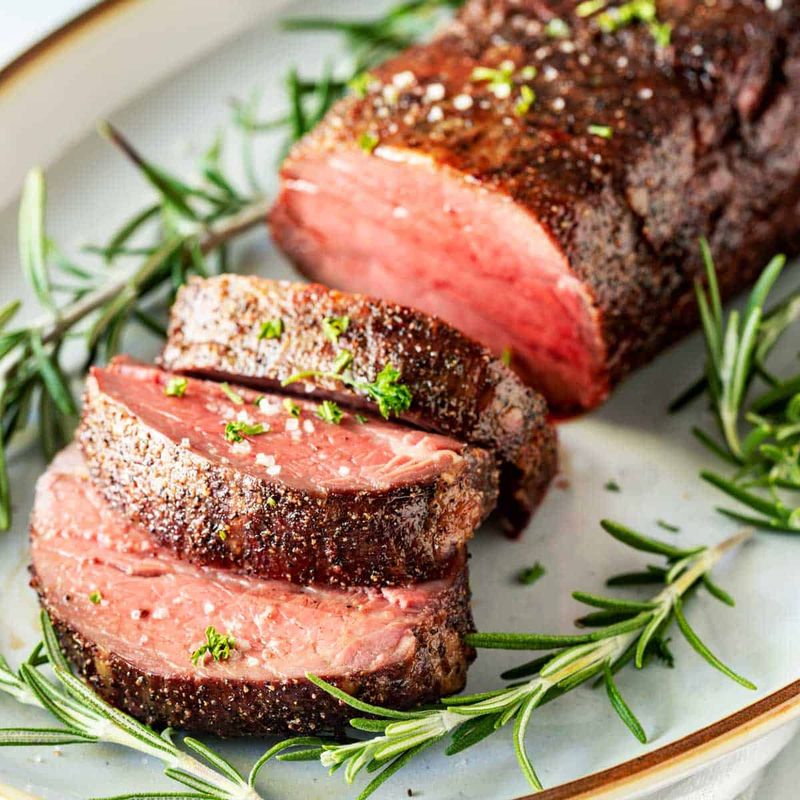 Beef Tenderloin Roast Cooked Without Fat or Sauce