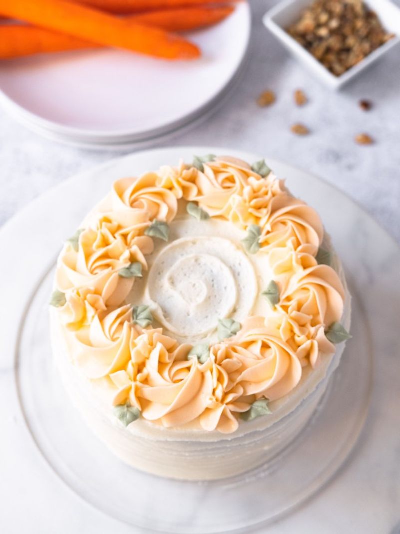 Carrot Cake with Cream Cheese Rosettes