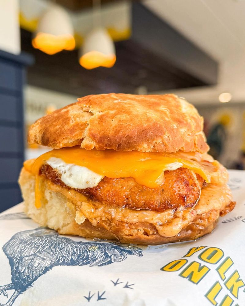 New Hampshire – Maple Sausage, Fried Egg, and Cheddar on English Muffin