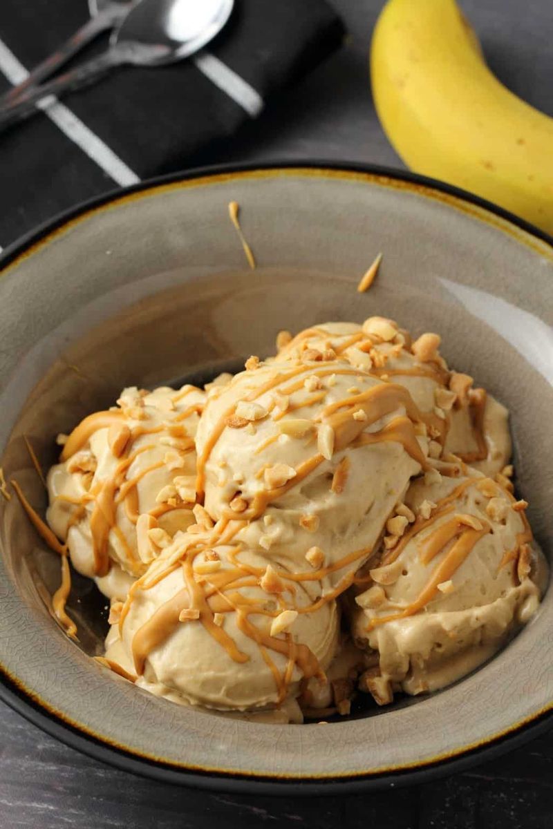 Homemade Banana Nice Cream (Blended with Peanut Butter or Cocoa)