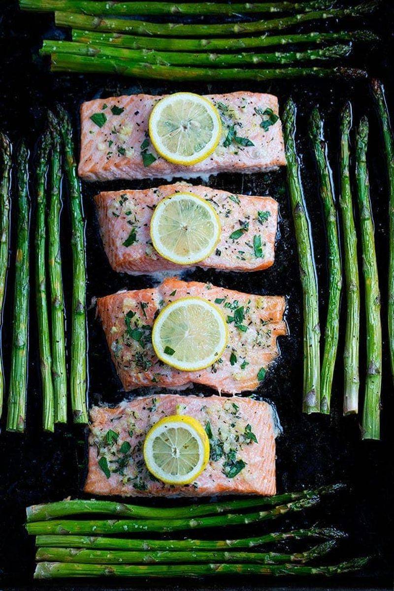 Salmon and Asparagus Sheet Pan Bake