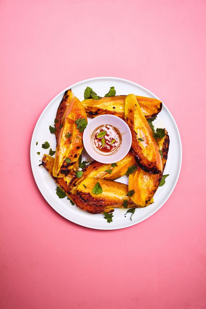 Grilled Papaya with Honey and Mint