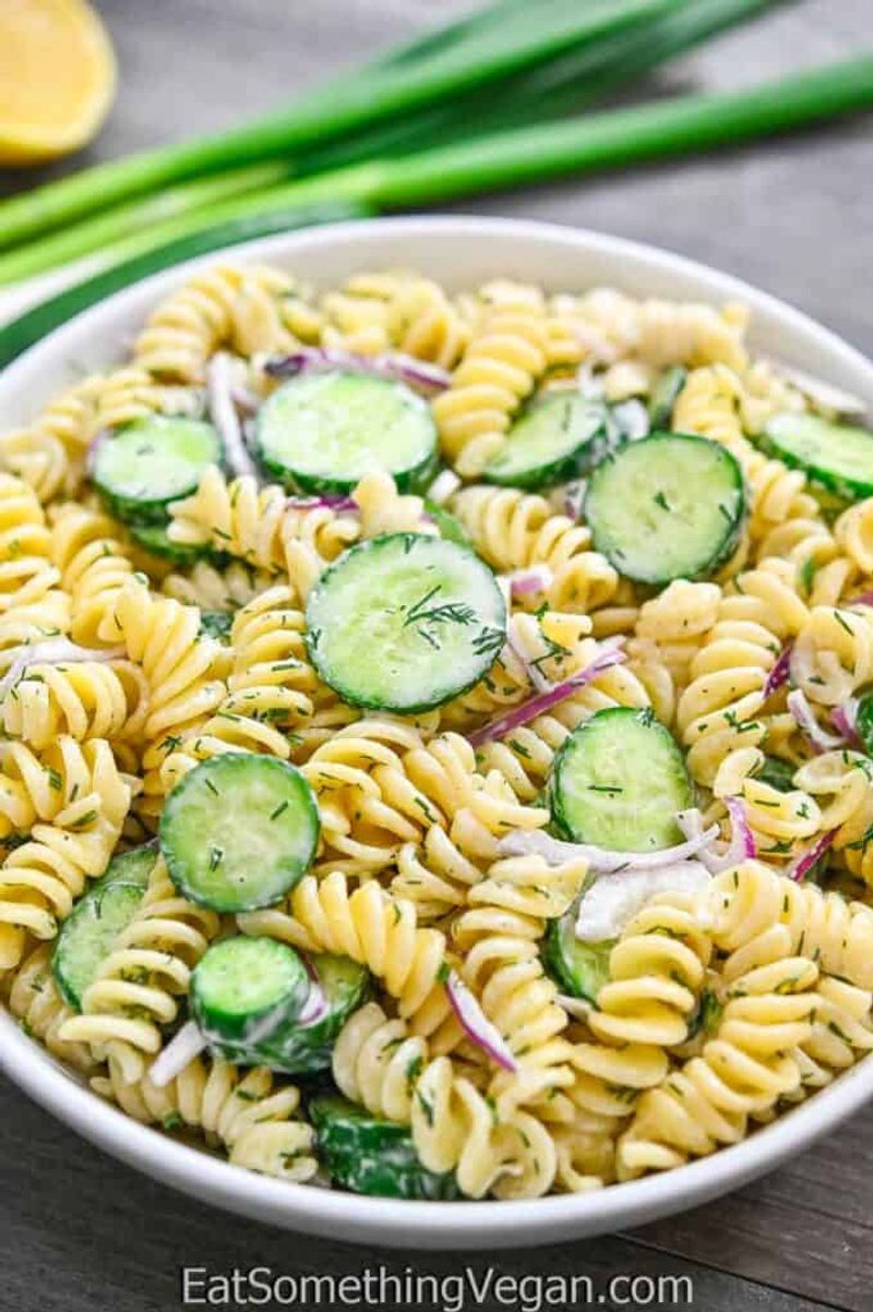 Cold Lemon-Dill Pasta Salad with Cucumbers