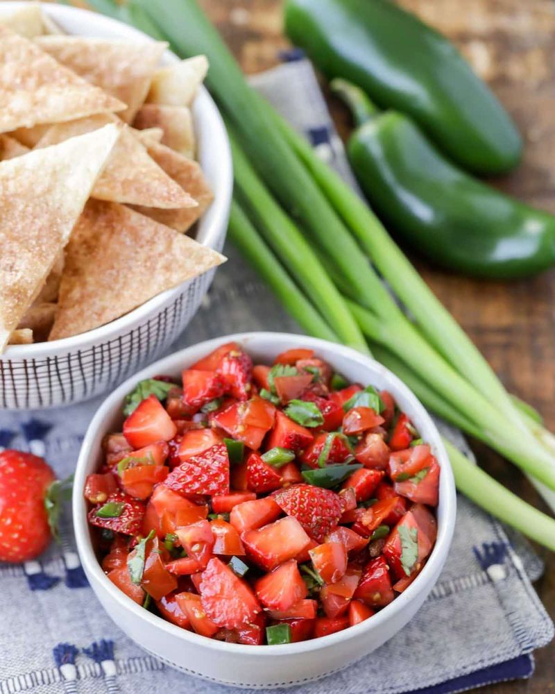 Strawberry Salsa with Blue Corn Chips