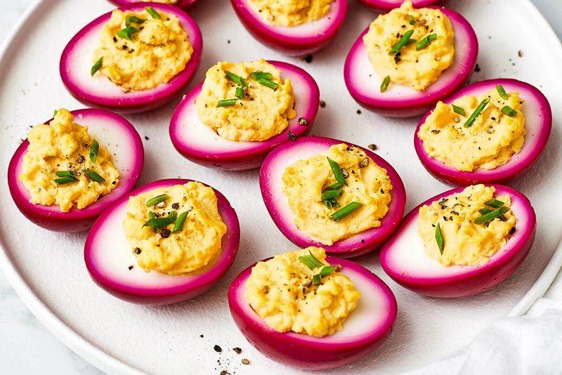 Deviled Eggs with Pickled Beet Dye