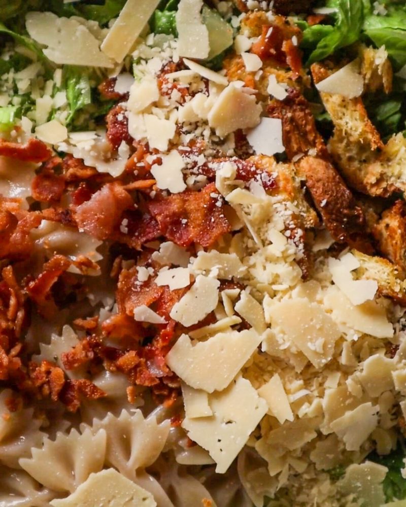 Farfalle with Creamy Caesar and Bacon Bits