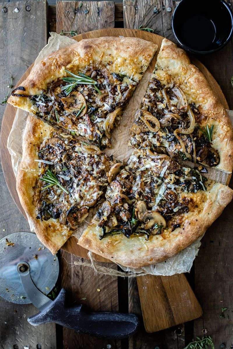 Mushroom and Caramelized Onion Pizza