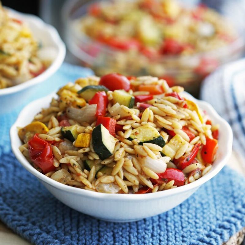 Lemon-Dill Orzo with Roasted Veggies