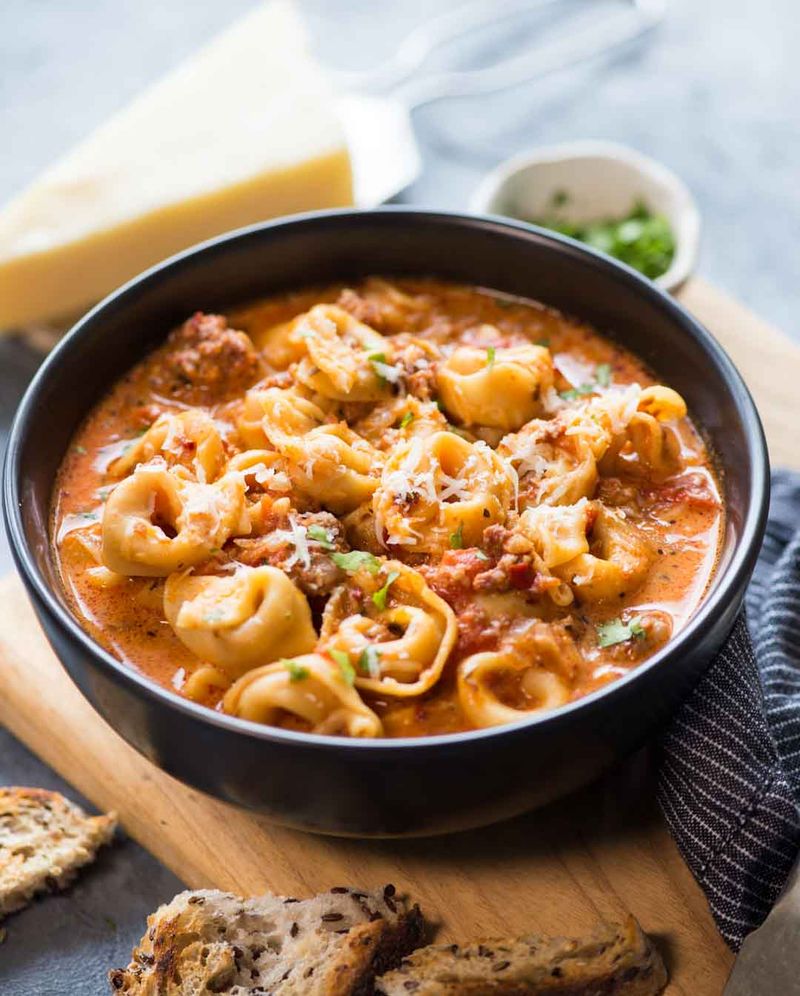 Italian Tortellini Soup with Parmesan