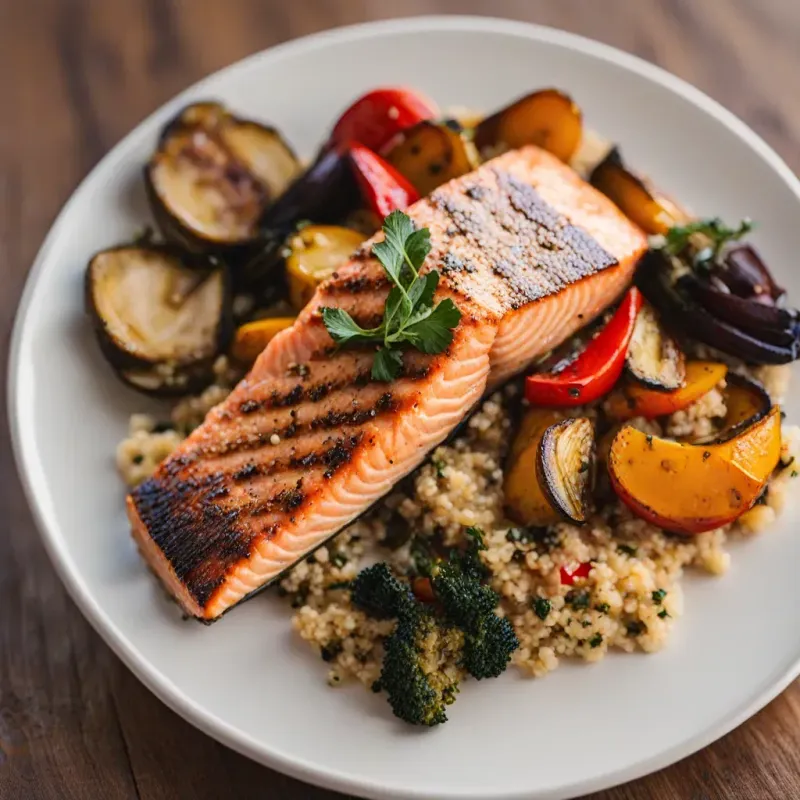 Salmon with Quinoa and Roasted Veggies
