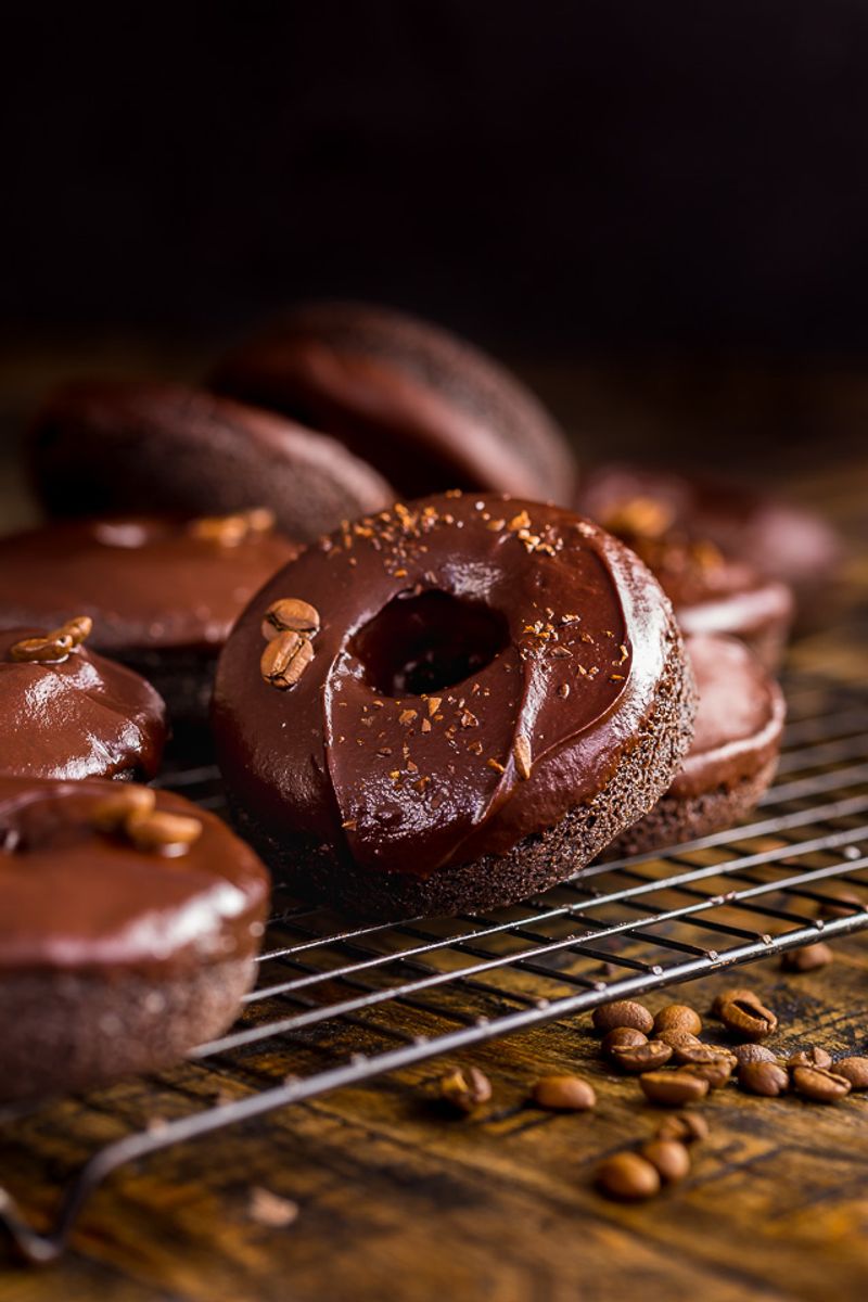 Chocolate Baked Donuts with Espresso Glaze