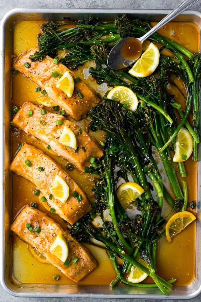 Baked Salmon with Roasted Broccolini