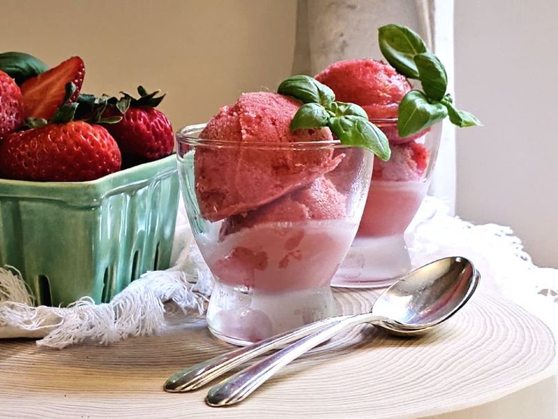 Strawberry Basil Sorbet