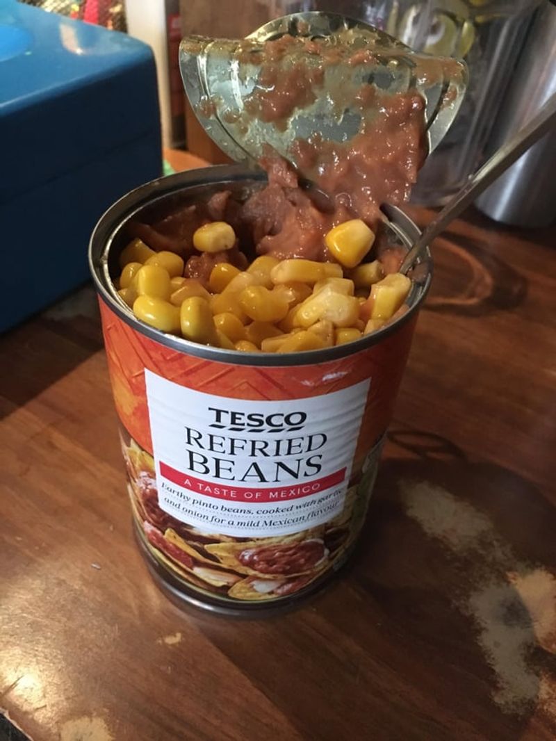 Cold Refried Beans from a Can