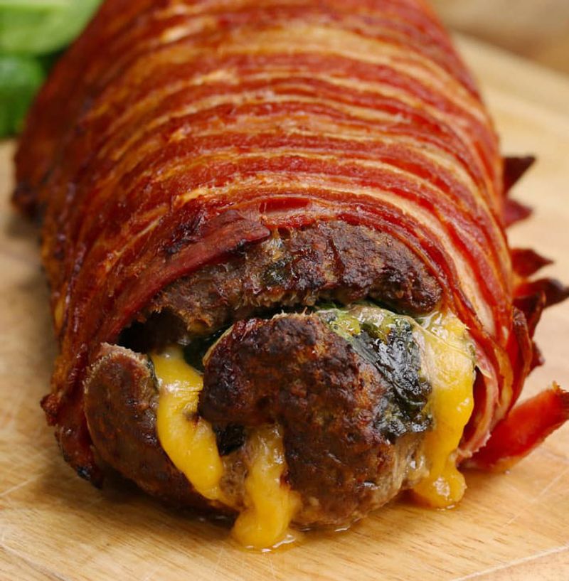 Bacon-Wrapped Ground Beef Logs