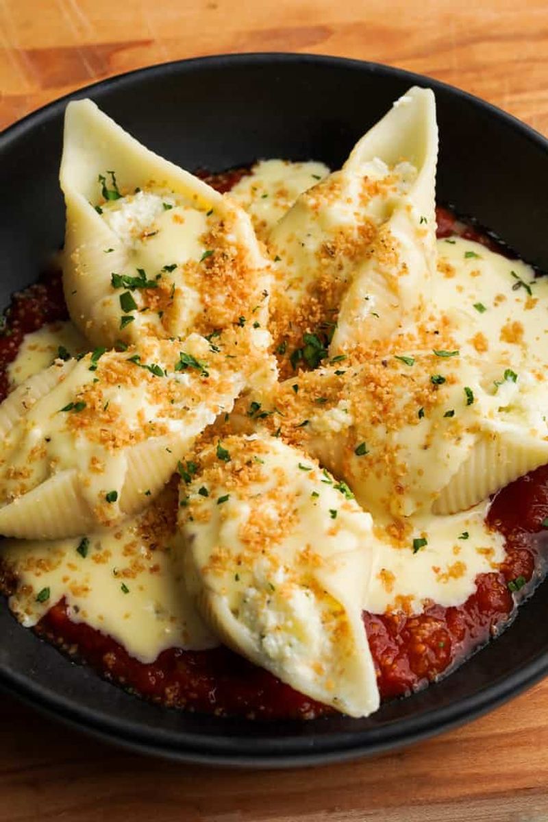 Giant Cheese Stuffed Shells with Meat Sauce