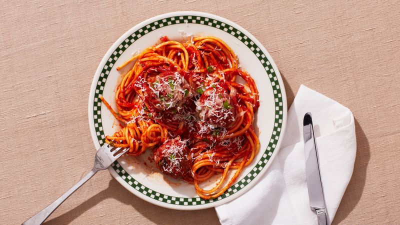 Spaghetti and Meatballs with Dry Meatballs