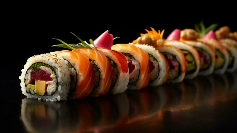 Sushi Rolls with Perfect Cuts