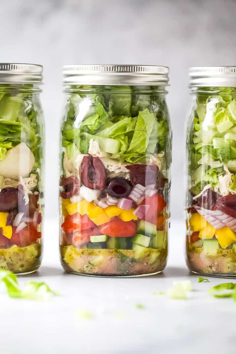 Mason Jar Greek Salads