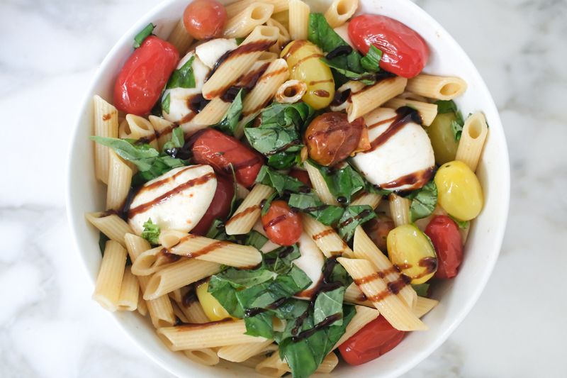 Caprese Pasta Salad with Balsamic Glaze
