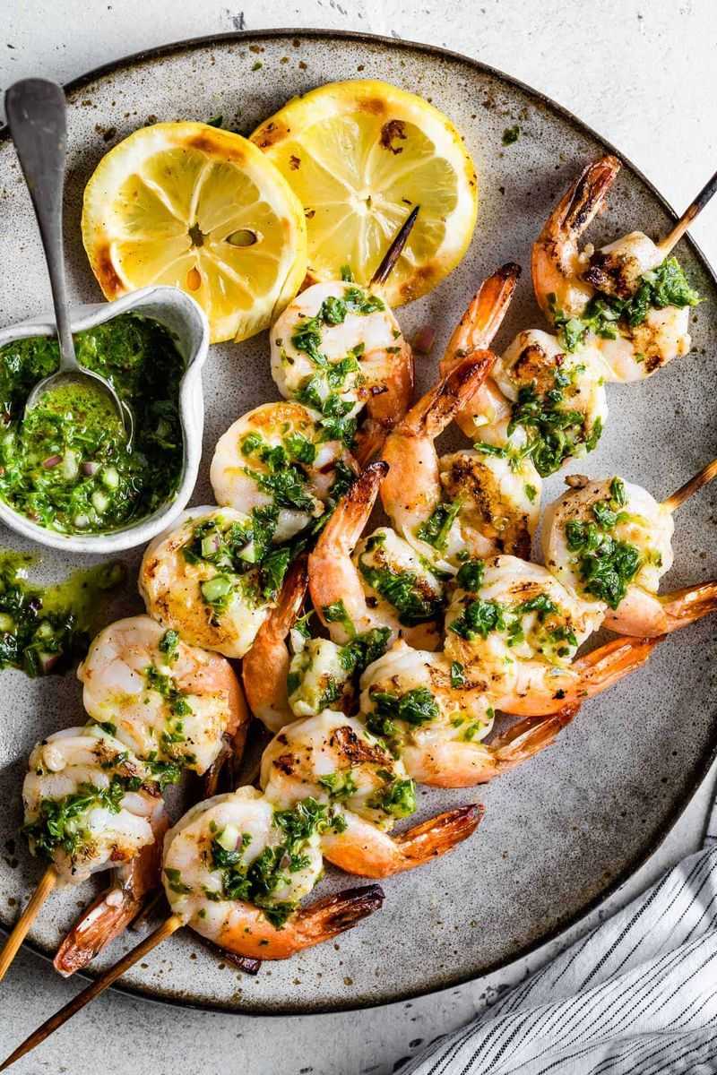 Grilled Shrimp Skewers with Chimichurri