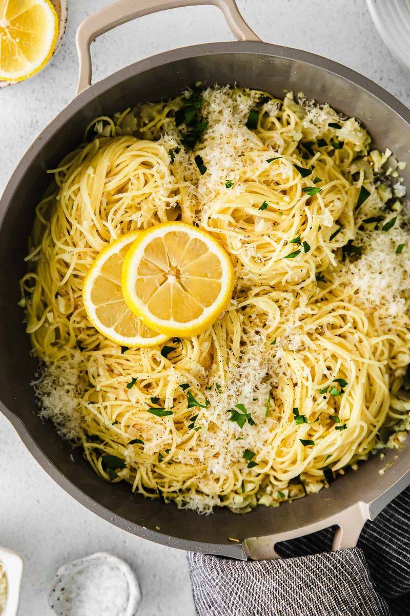Lemon Garlic Angel Hair with Peas
