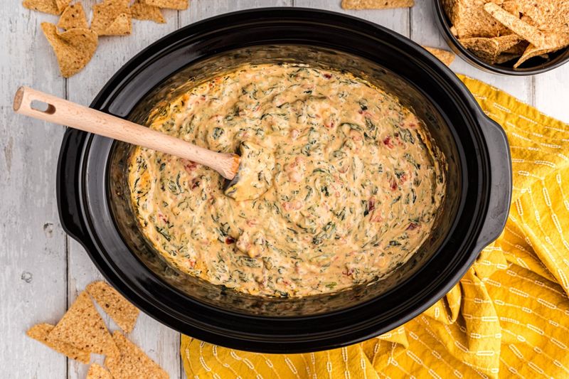 Slow Cooker Dips (Buffalo, Spinach-Artichoke, Queso)