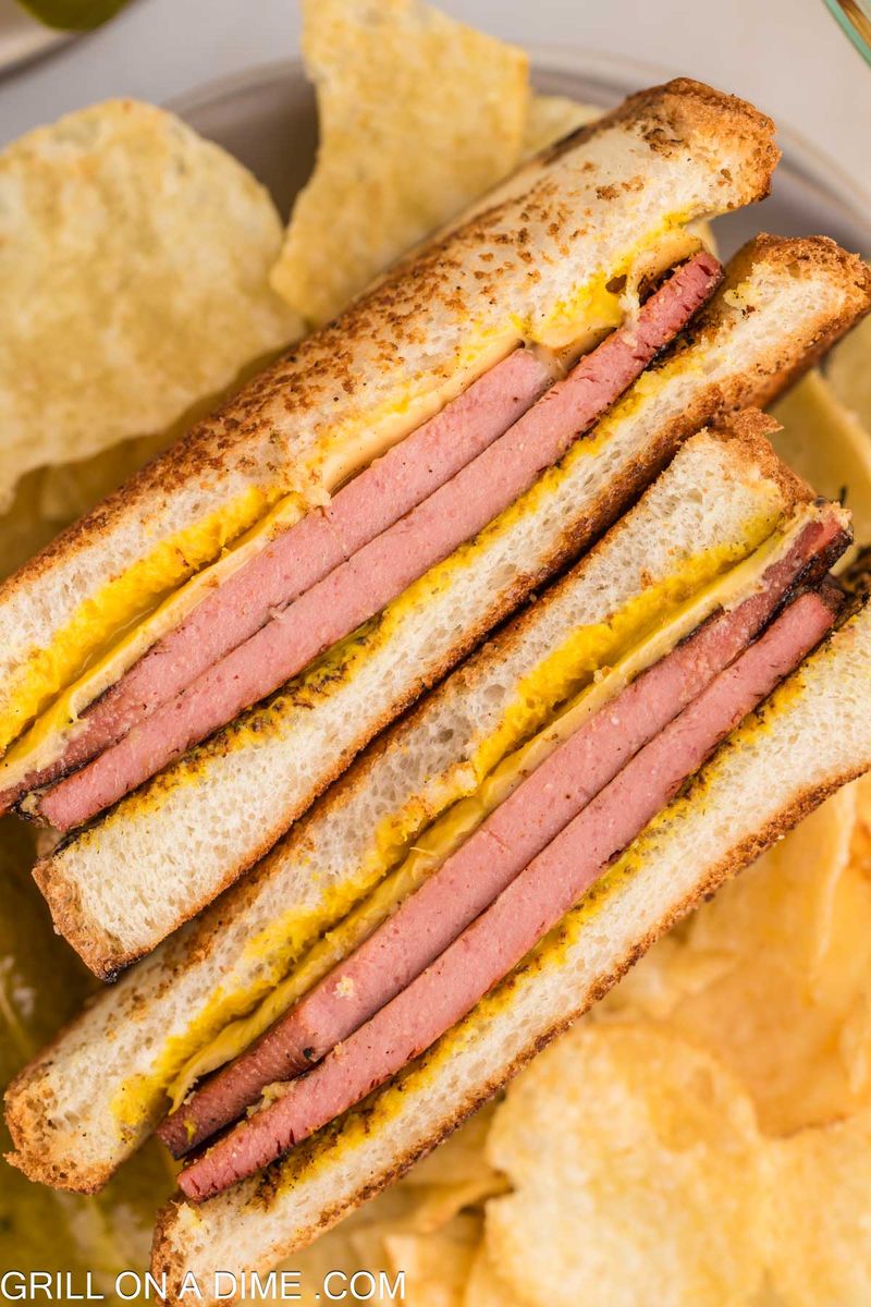Blackstone Fried Bologna Sandwiches