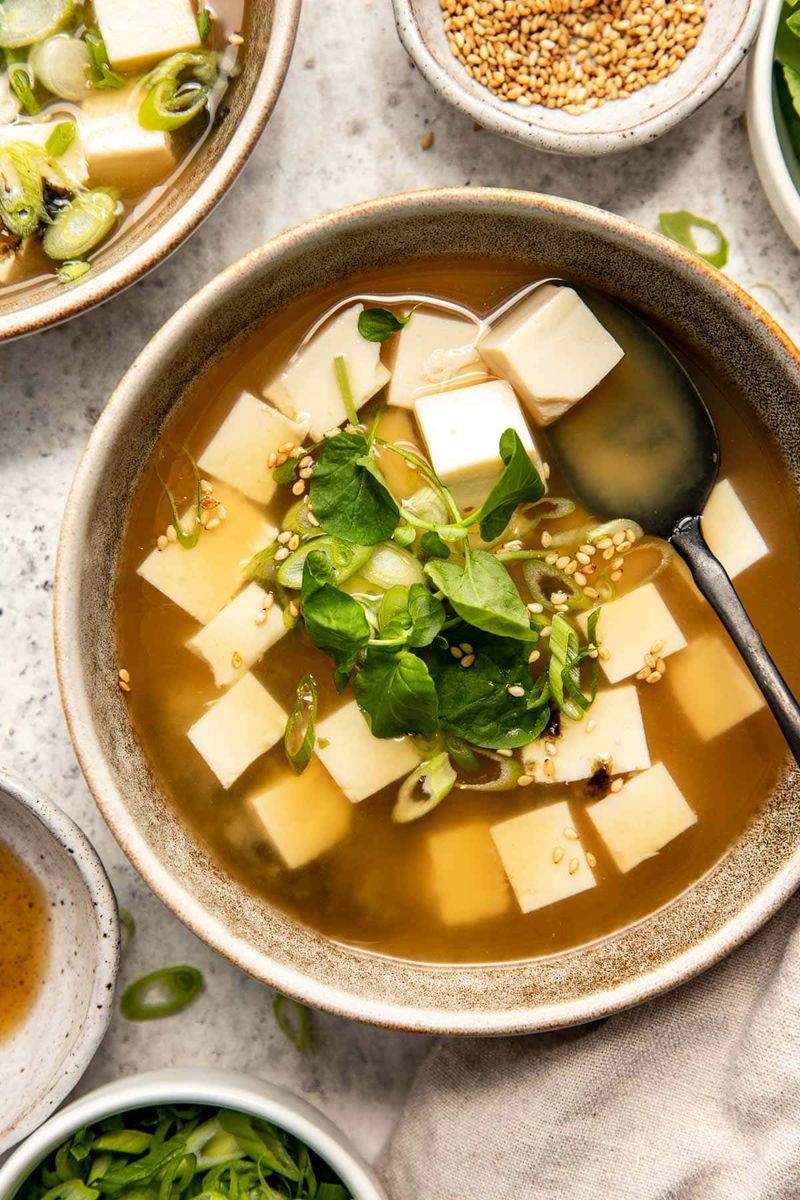 Brothy Miso Soup with Tofu and Greens