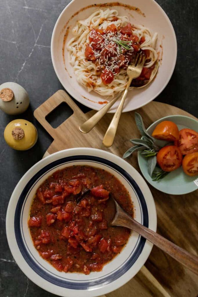 Jarred Sauce Dumped on Cold Pasta