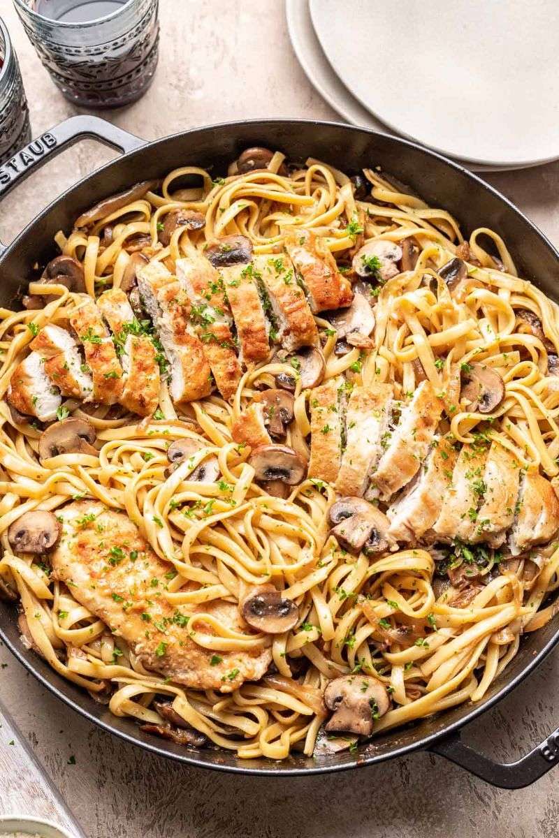 Chicken Marsala with Fettuccine Alfredo
