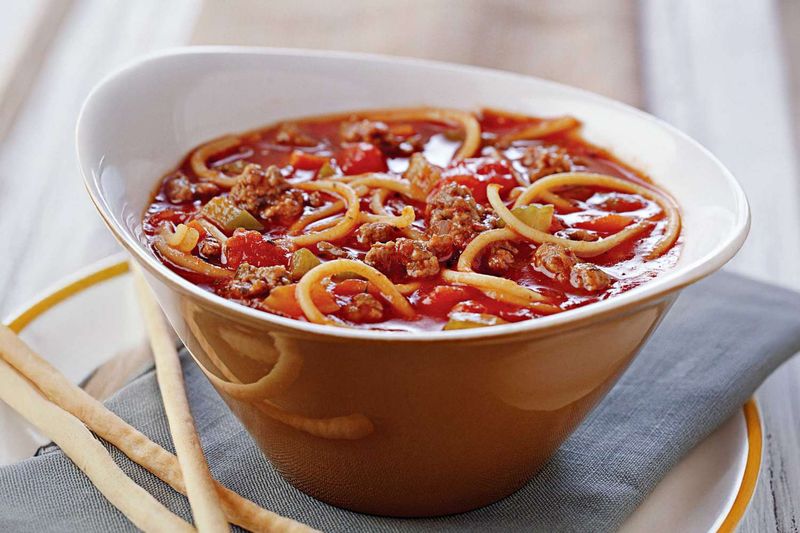 Spaghetti Served in a Deep Soup Bowl
