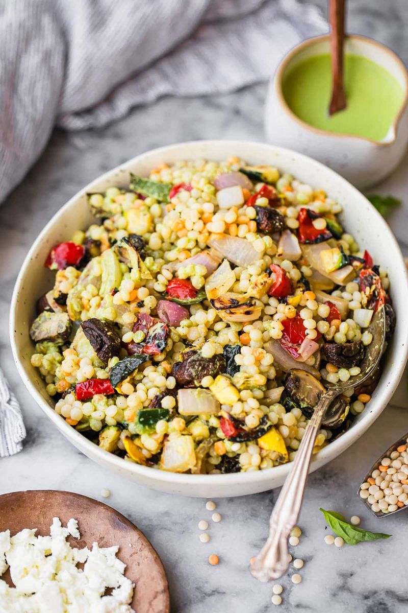 Couscous Salad with Roasted Veggies & Lemon Vinaigrette