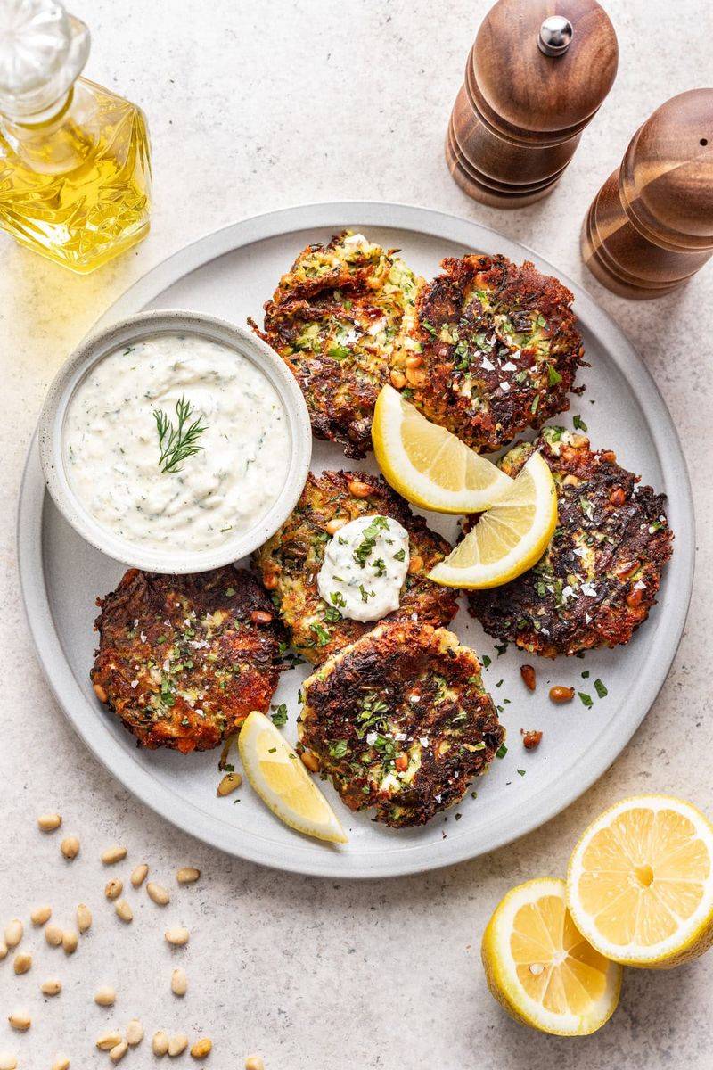 Zucchini Fritters with Yogurt Dip