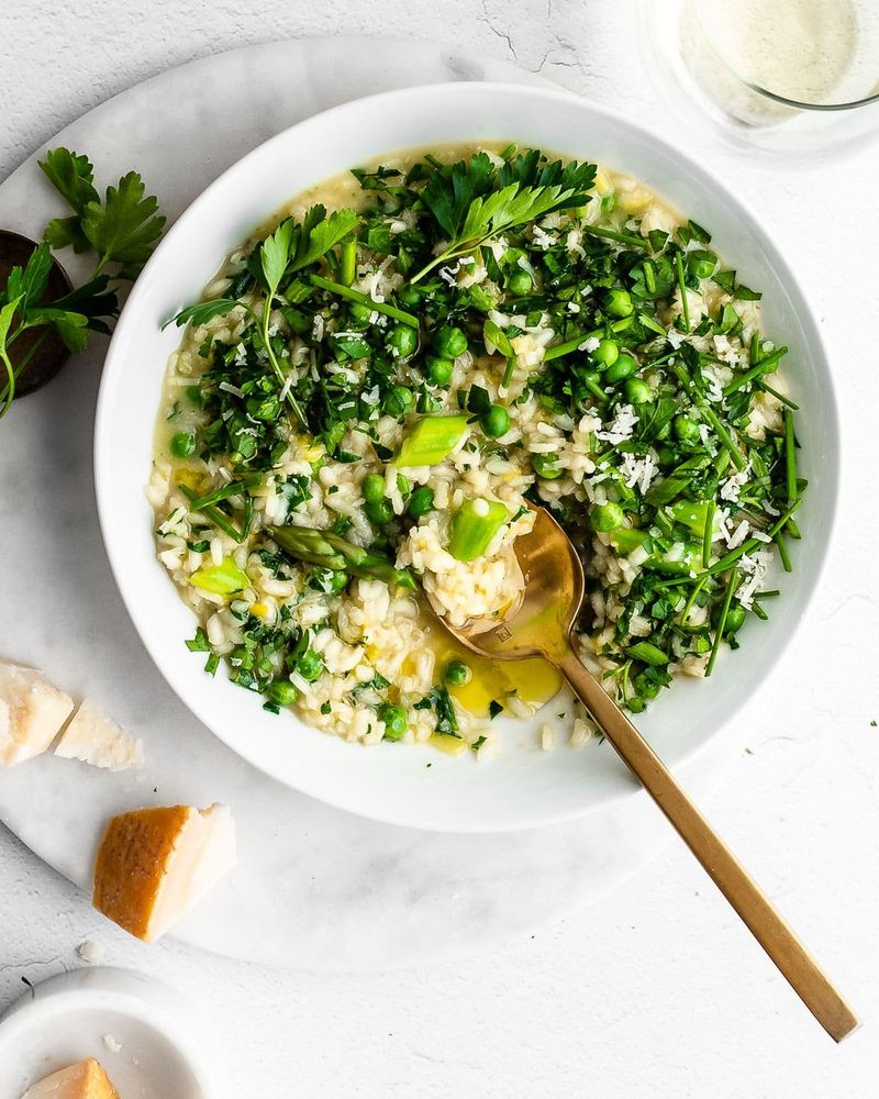 Herbed Chicken with Spring Pea Risotto
