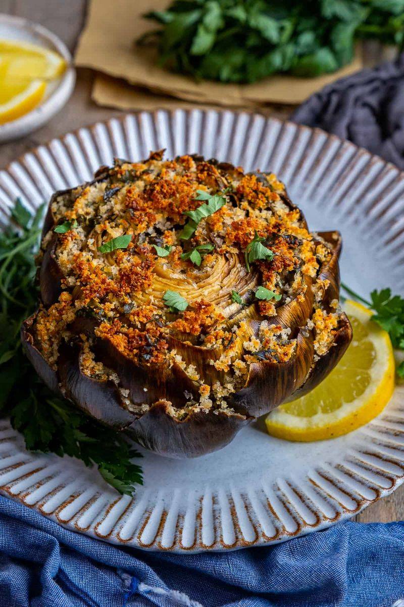 Stuffed Artichokes with Herbed Breadcrumbs