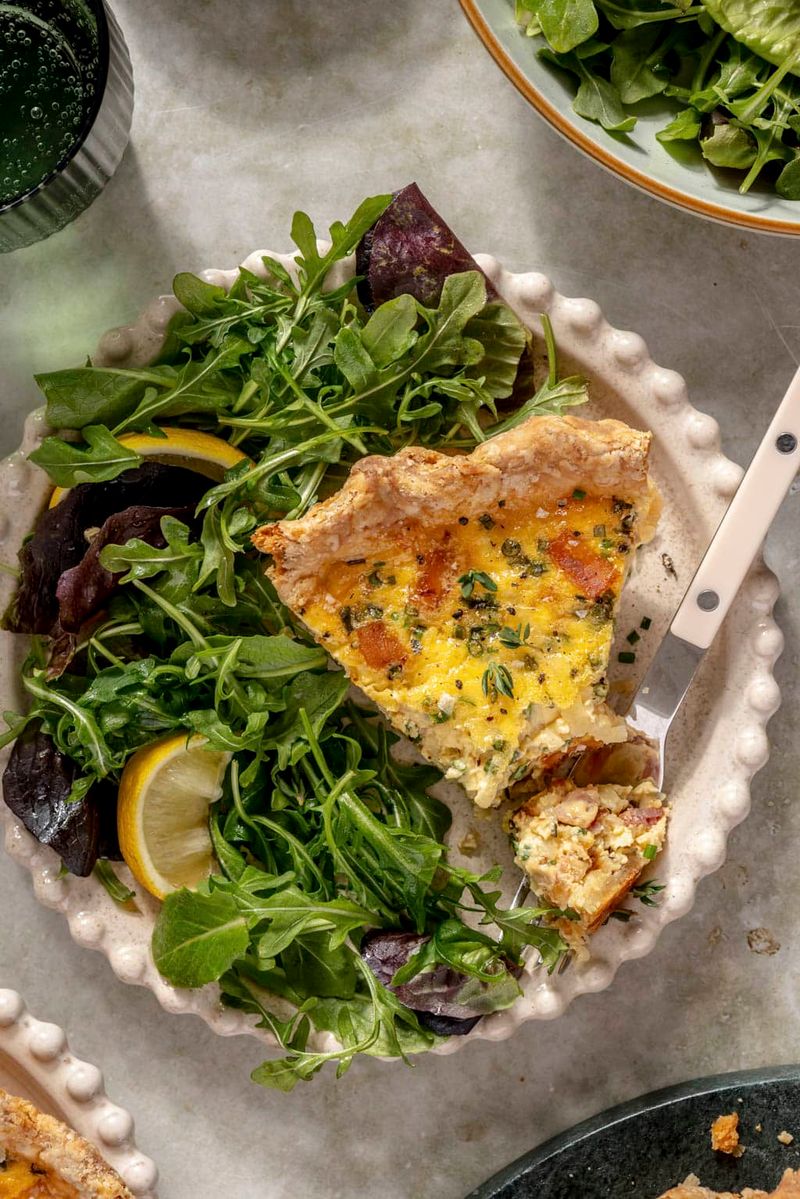 Quiche Lorraine with a Buttery Crust and Simple Arugula Salad