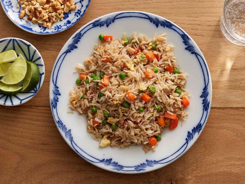 House Fried Rice That’s Just Plain Rice with Peas and Carrots