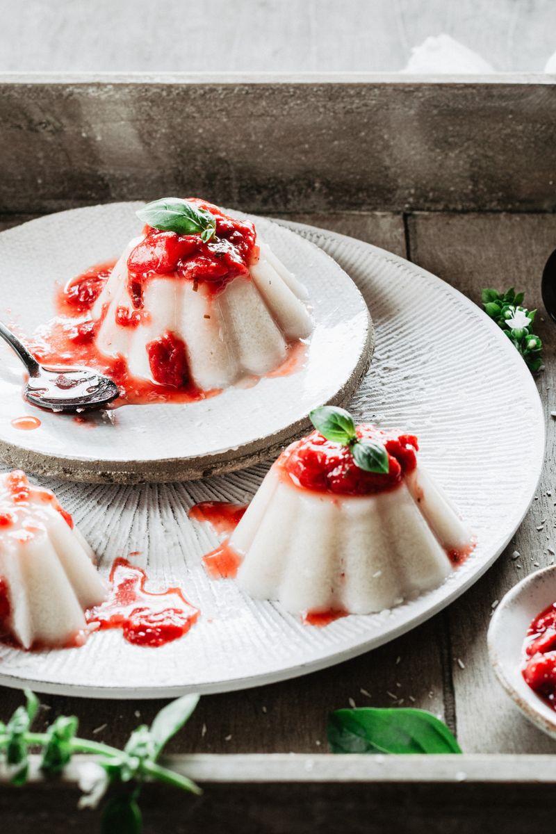 Strawberry Basil Panna Cotta