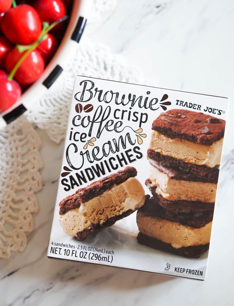 Brownie Crisp Coffee Ice Cream Sandwiches