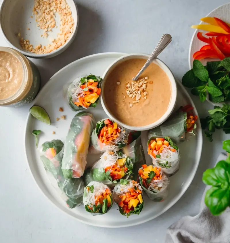 Veggie Spring Rolls with Peanut Sauce