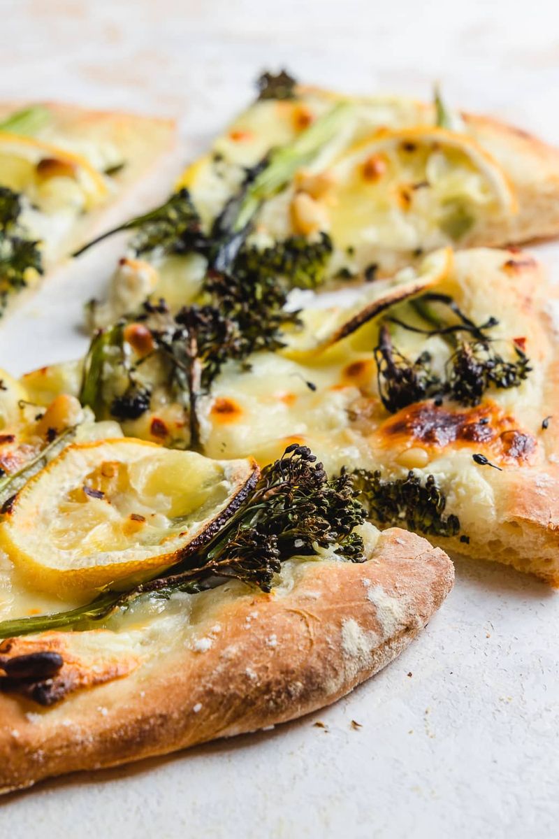 Broccolini Flatbread with Mozzarella & Chili Flakes