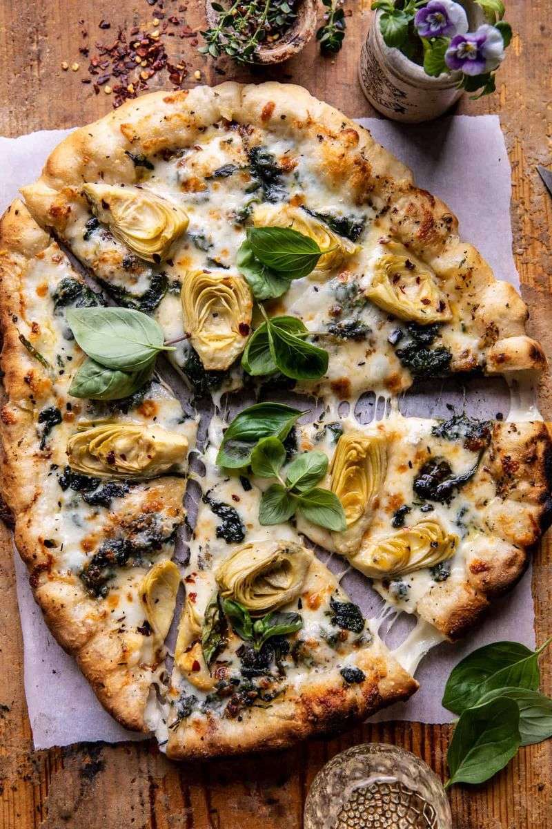 Artichoke and Spinach White Pizza