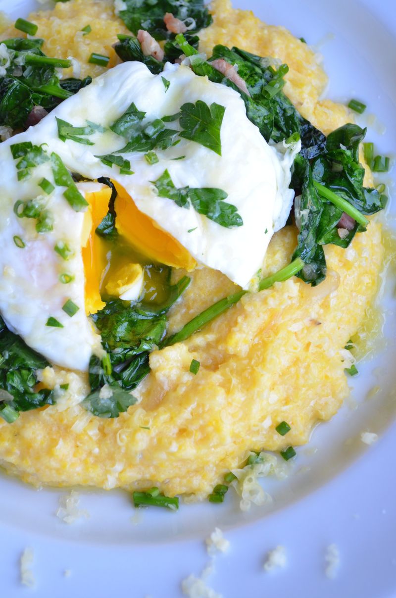 Creamy Corn Grits with Poached Eggs